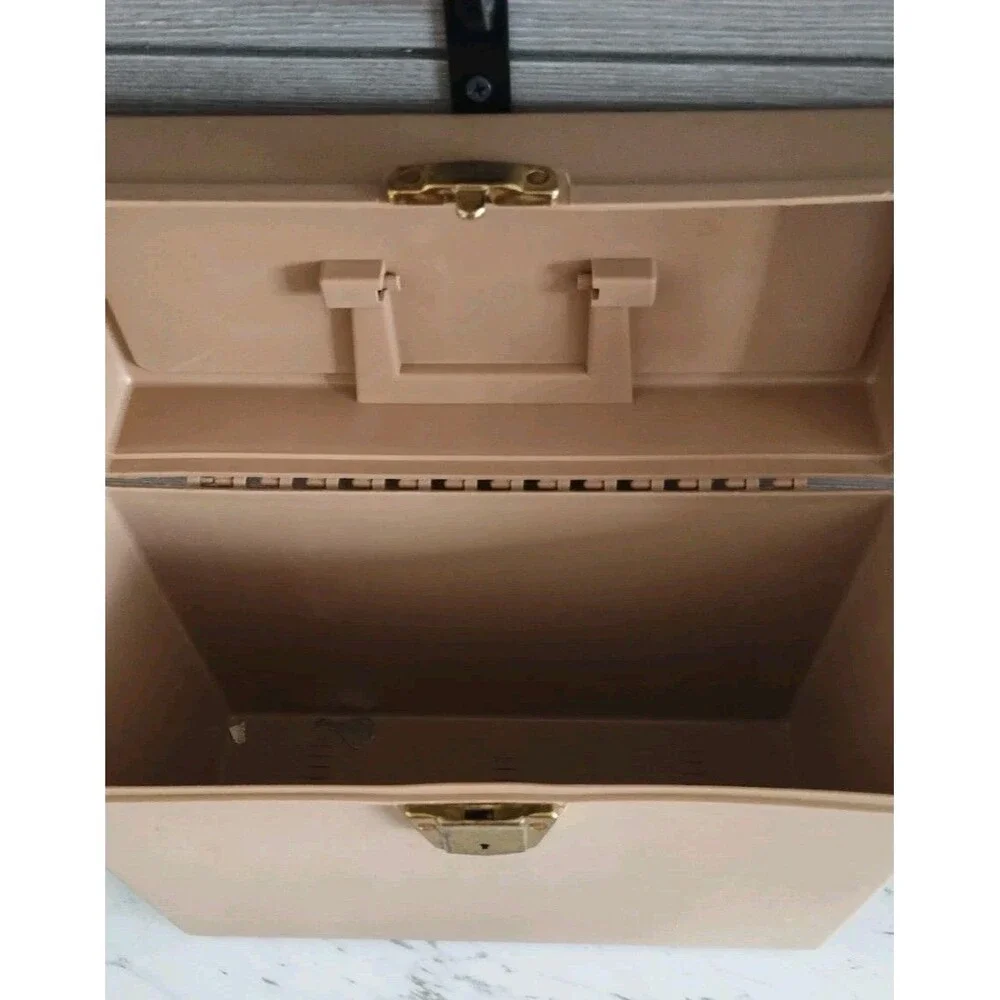 VTG Ballonoff Porta Personal File Box Beige Original Stackable With Key Plastic